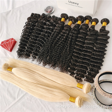 Wholesale Vendors Double drawn Human Hair Weave Bundles With Lace Frontals Closure Raw Mink Brazilian Cuticle Aligned Hair